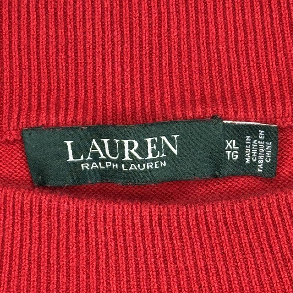 Lauren Ralph Lauren Sweater Womens XL Red Leather Ring Detail Pullover Raglan - Picture 3 of 8